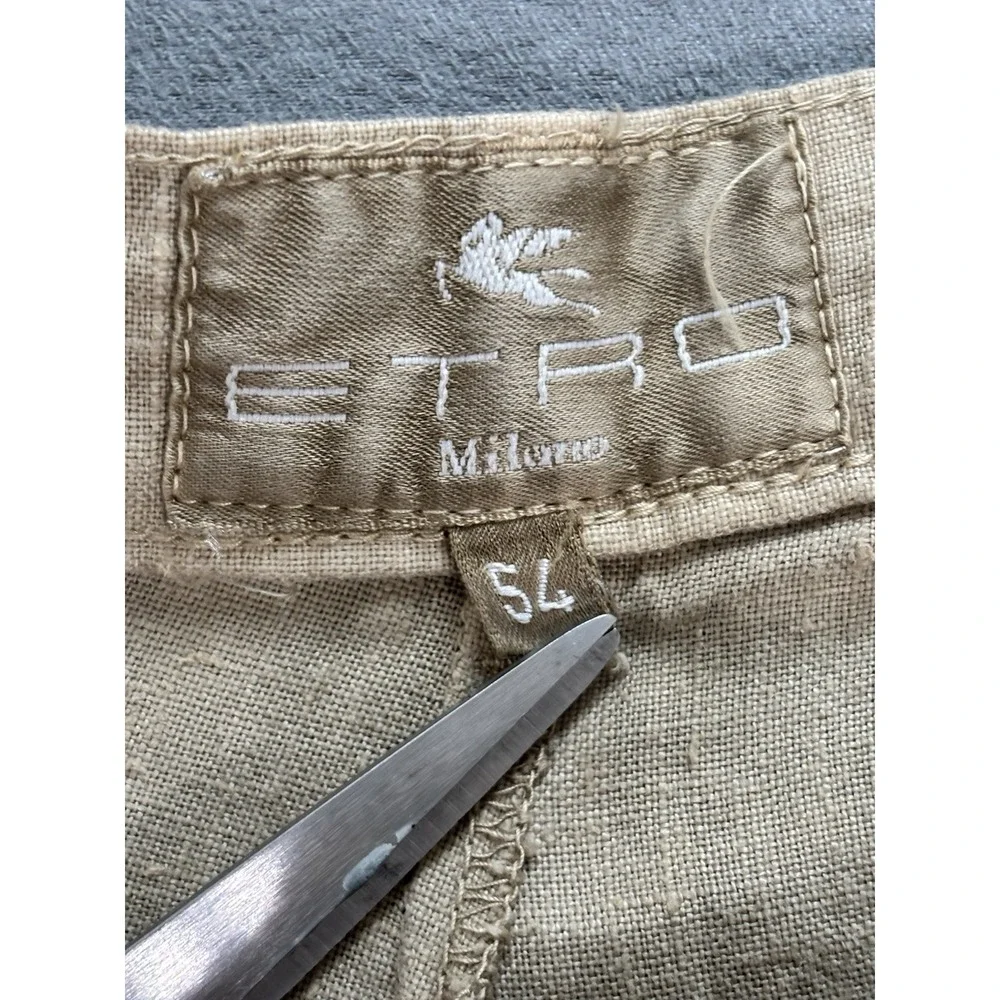 ETRO Milano Mens Pleayed Linen Shorts Size 38 US  7 In. Inseam Tan Resort Luxe